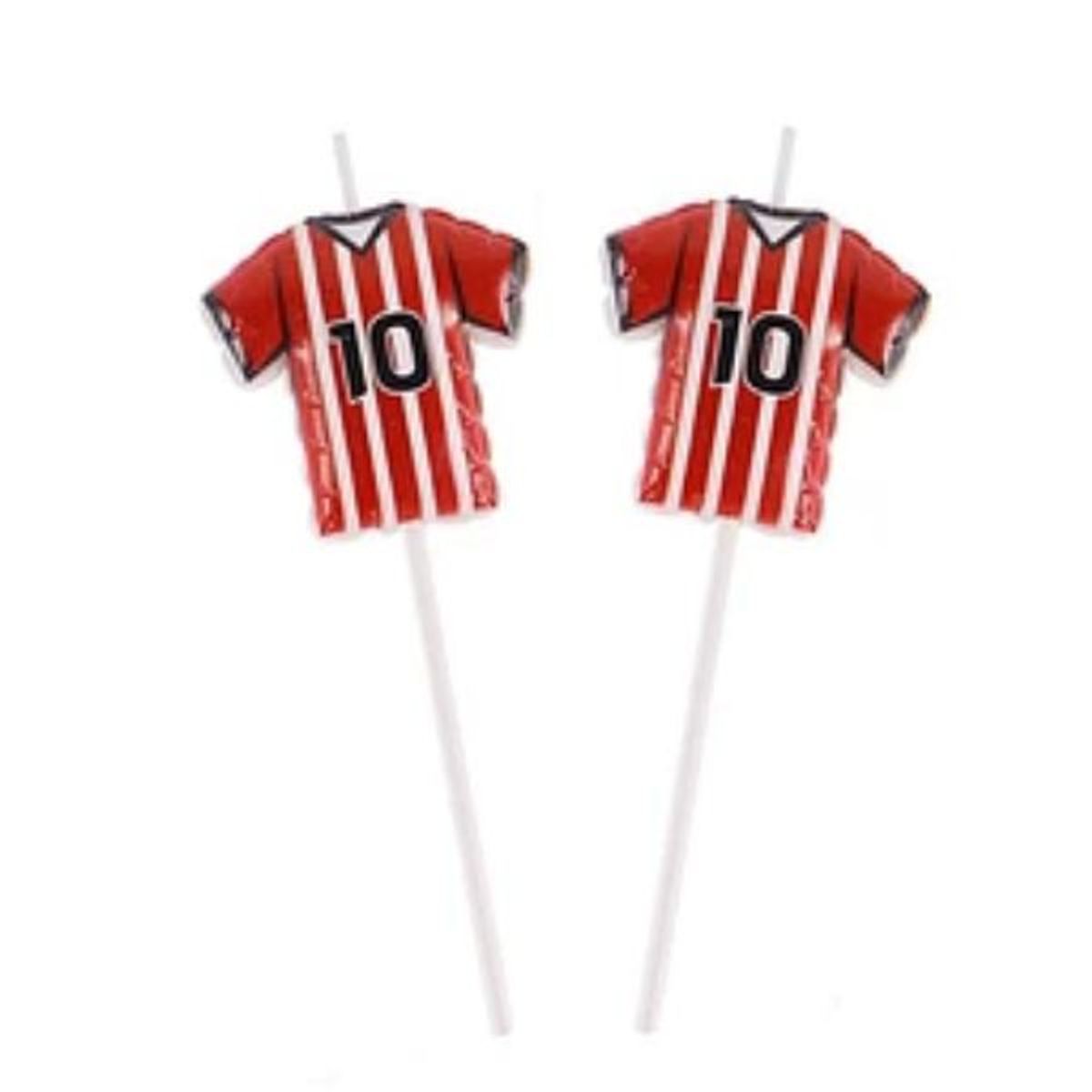 GENERICO - Velas camiseta de futbol Número 10 4x12cm diseño aleatorio 2pcs
