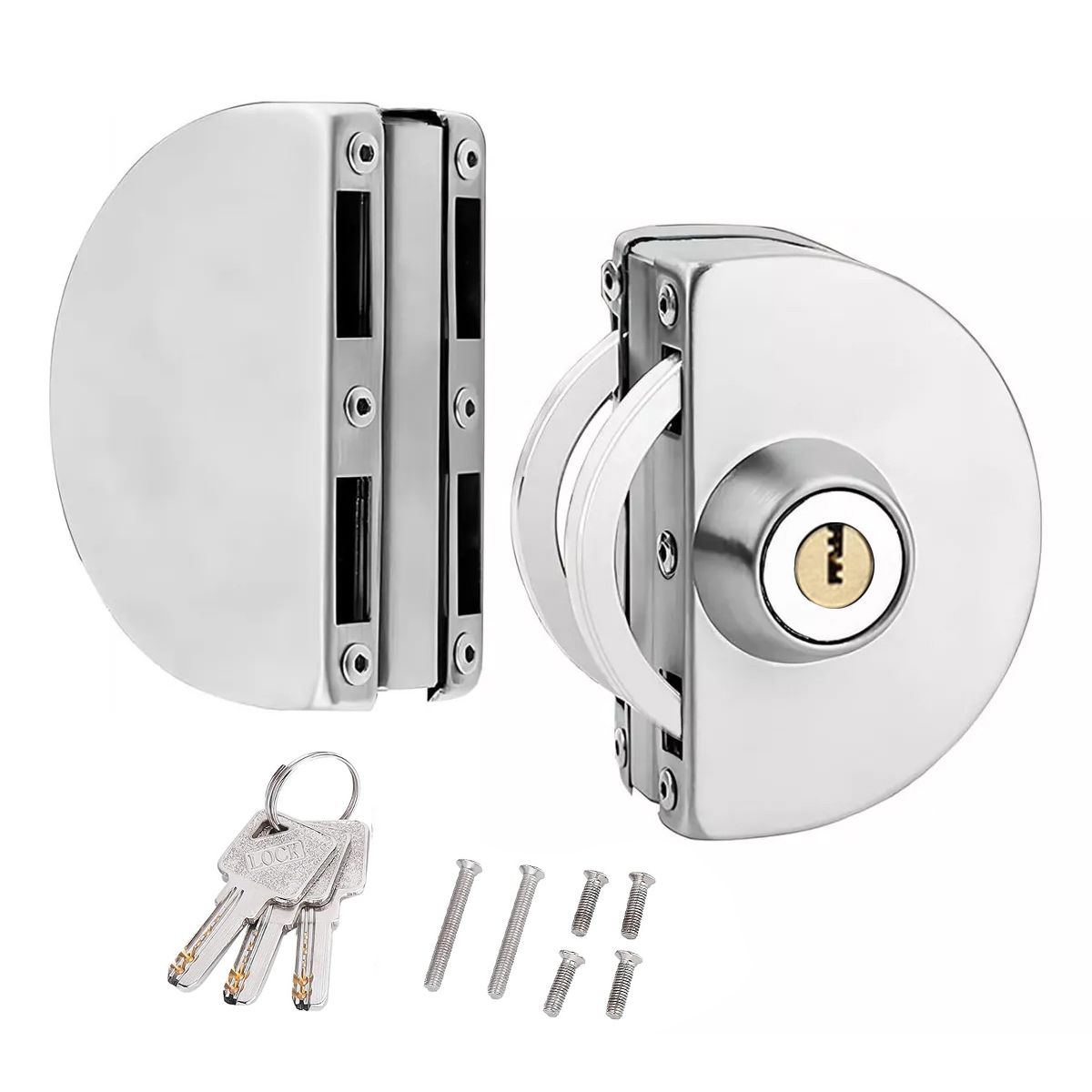 WUWAWDOGA - Cerradura De Puerta Vidrio Pernos Doble De Acero Inoxidable
