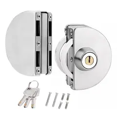 WUWAWDOGA - Cerradura De Puerta Vidrio Pernos Doble De Acero Inoxidable