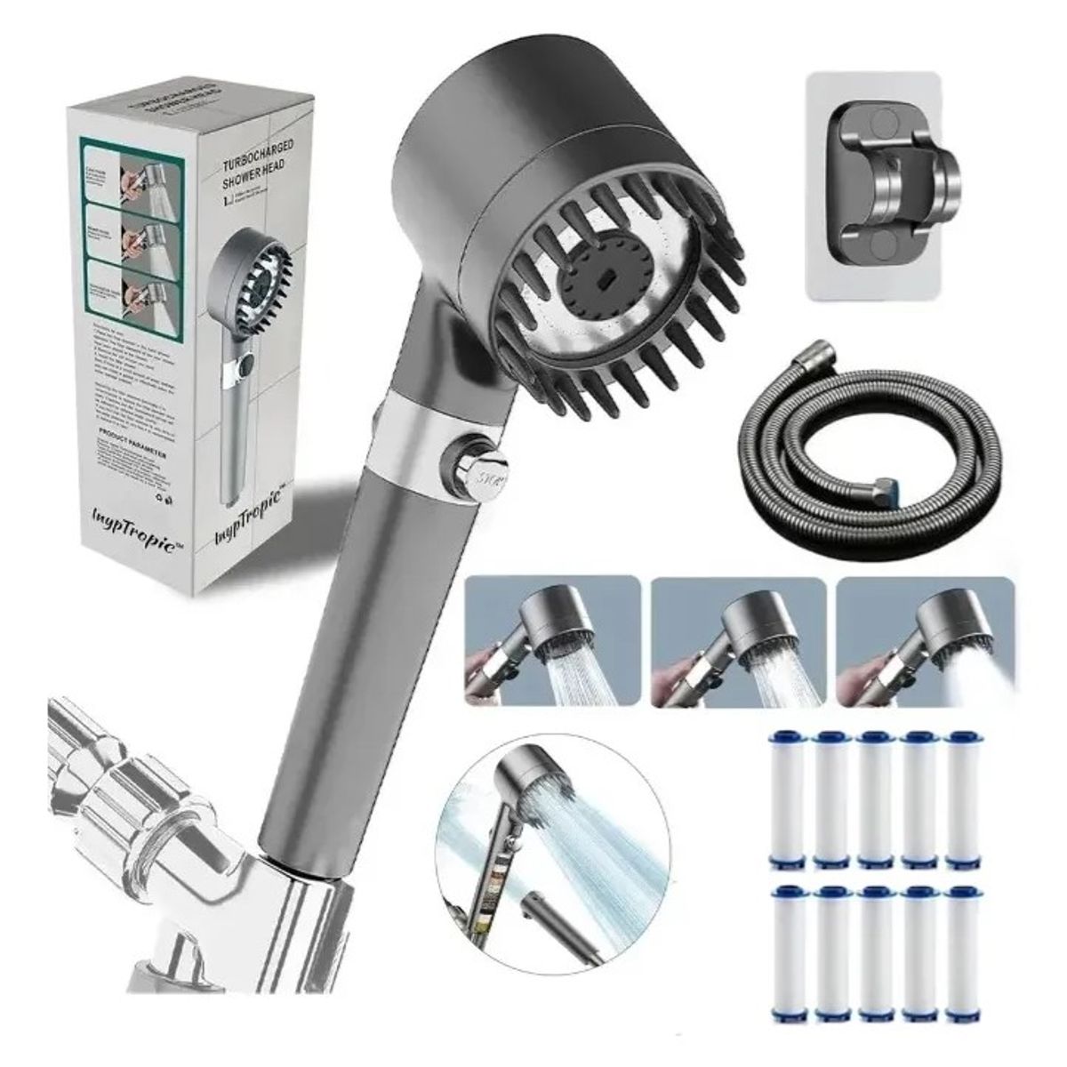 WUWAWDOGA - Cabezal Ducha Telefono Alta Presion Con Filtro Ajustable