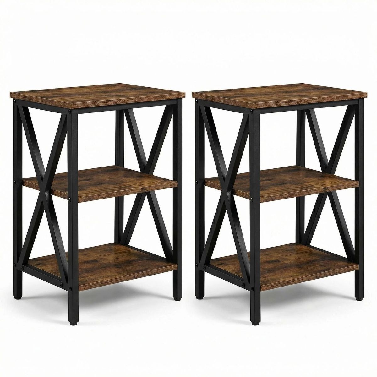 IDEEHOUSE - Pack 2 Mesa Auxiliar Velador Madera 40x40x50cm