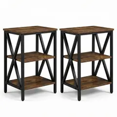 IDEEHOUSE - Pack 2 Mesa Auxiliar Velador Madera 40x40x50cm