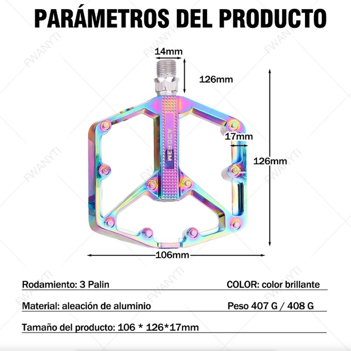 WUWAWDOGA - Pedales Bicicleta Mtb Antideslizante Aluminio Plataforma Par