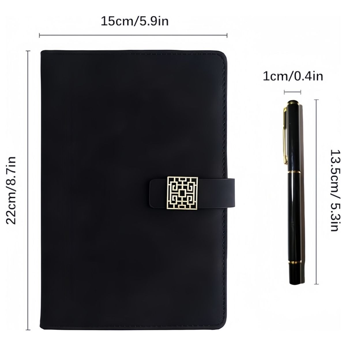 VIDA BUENAS - Libreta Negra A5 Cuaderno 112 Hojas 20.7x14cm Caja Con Lápiz