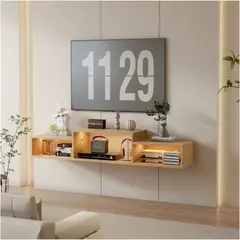 HOMER DESIGN - Rack Tv flotante 150x28x16cm Con Luz Variable y enchufe