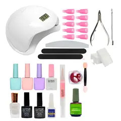 GENERICO - Kit De Esmaltes Permanentes Completo + Lampara 48 Watts Tonos Pasteles Surtidos BELUG