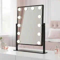 GENERICO - Espejo 12 Leds Rectangular Usb-c Cálido-frío Marco Negro BELUG