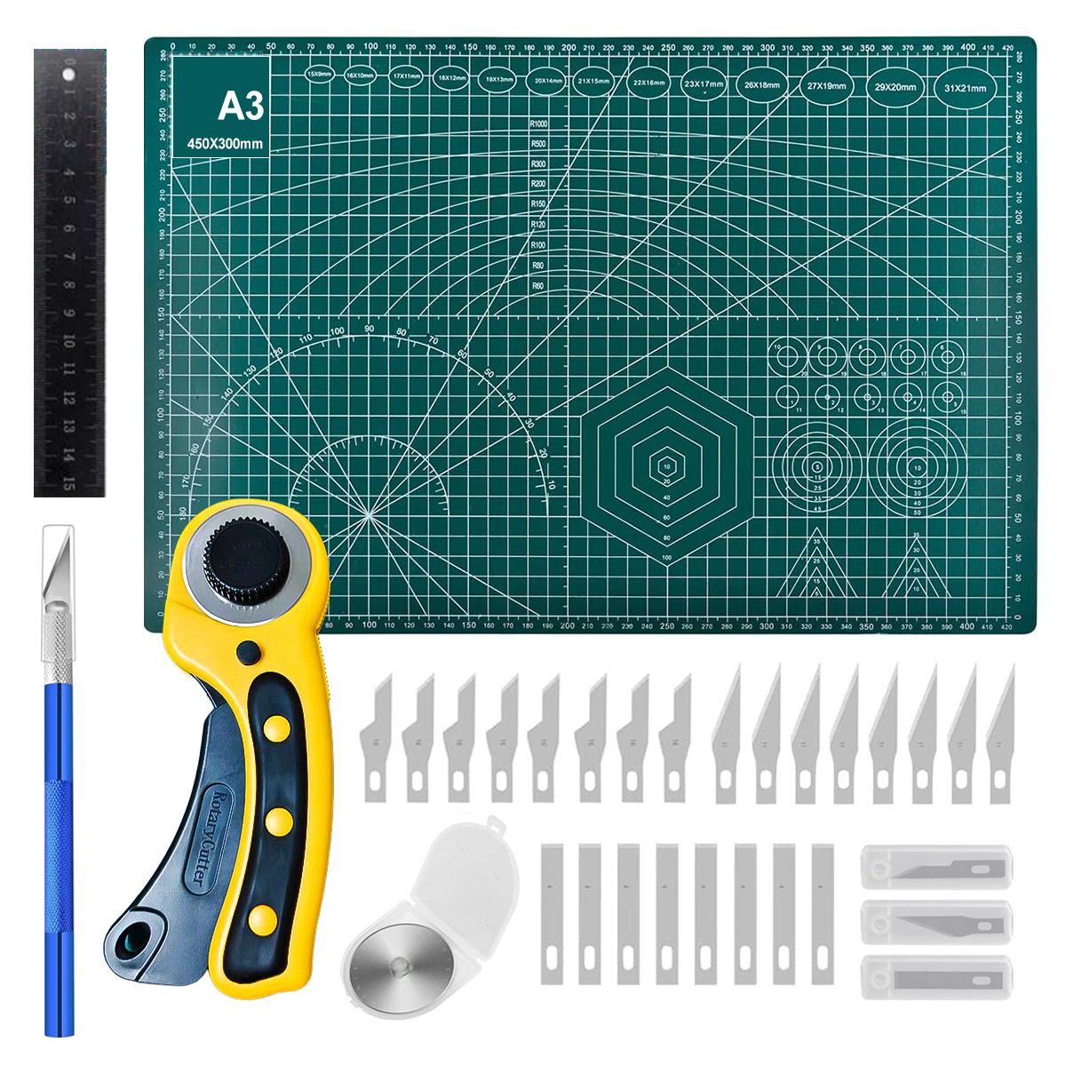 WUWAWDOGA - Base Tabla Tapete Corte Verde Tabla Salvacorte A3 Con Cortad