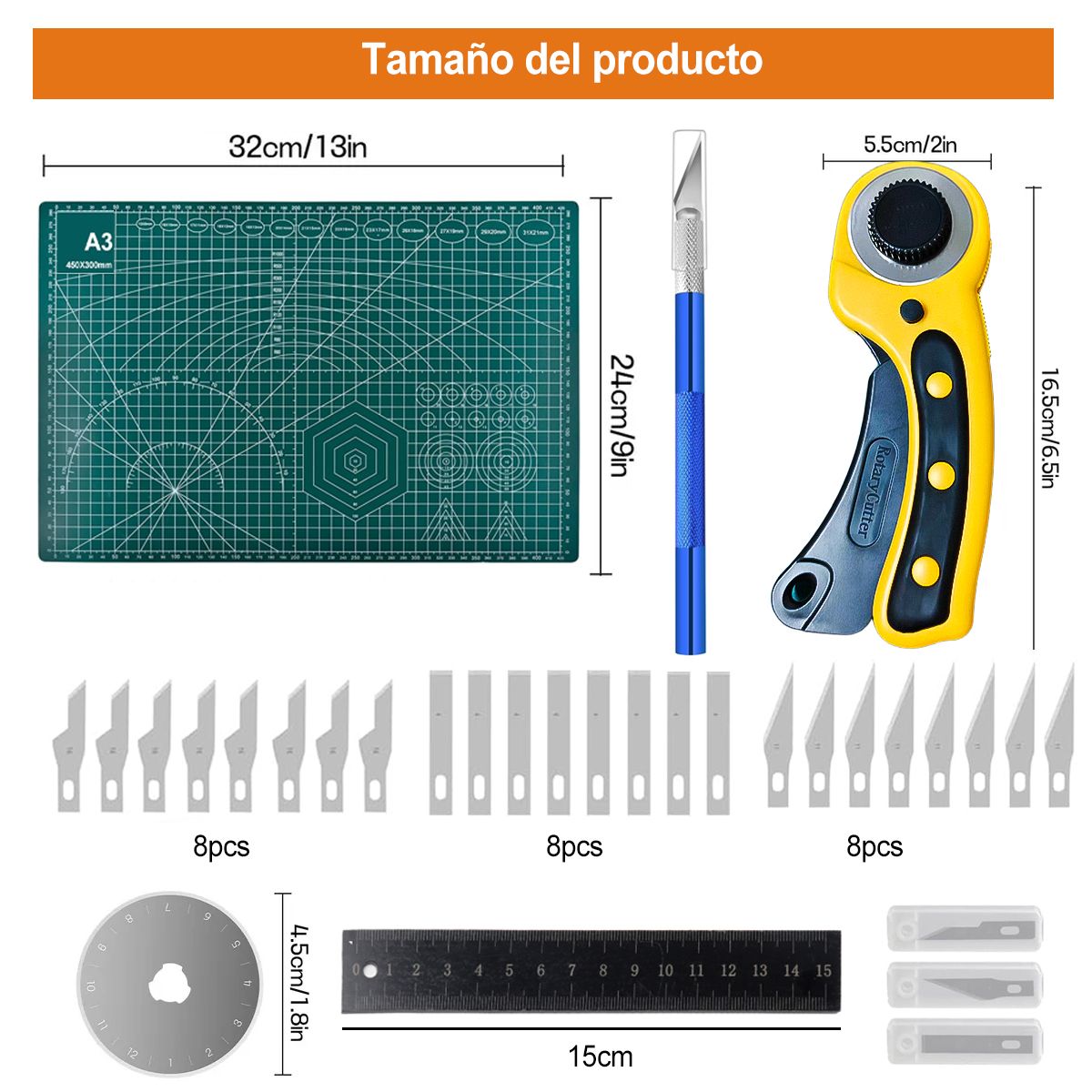 WUWAWDOGA - Base Tabla Tapete Corte Verde Tabla Salvacorte A3 Con Cortad