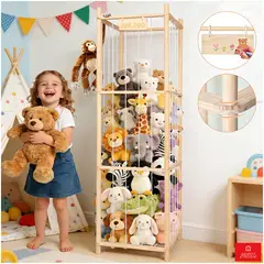 ANIKIDS - Organizador De Juguetes Peluche Estante Infantil De Madera 39x39x136cm