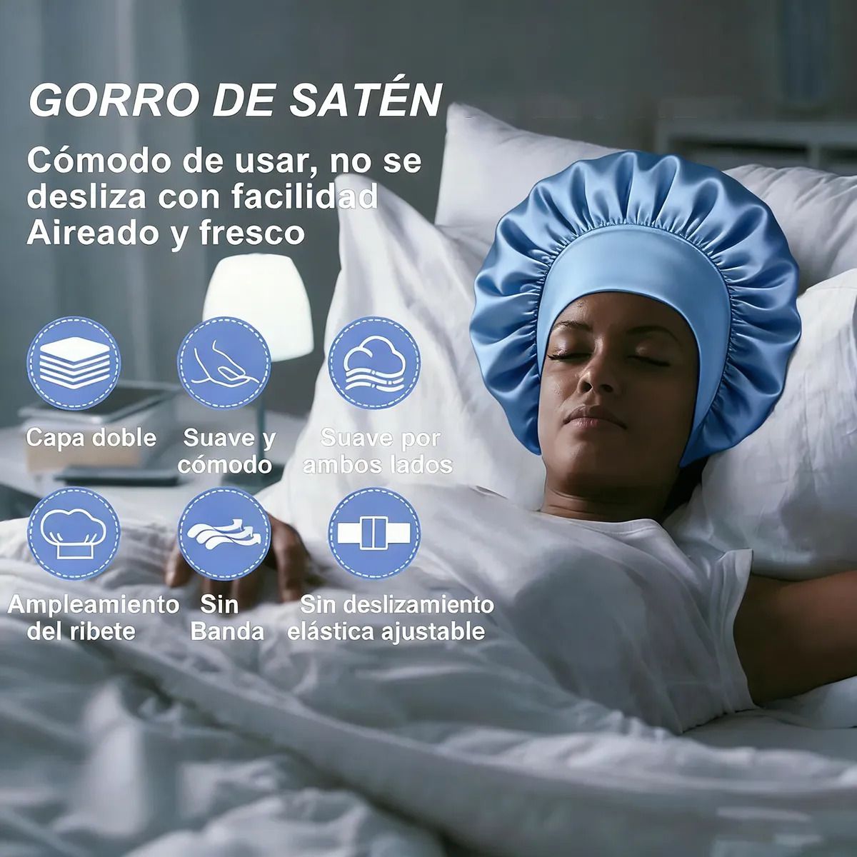 GENERICO - 5 Capó De Satén De Seda Para Cabello Dormido Y Liso Capó Mujer