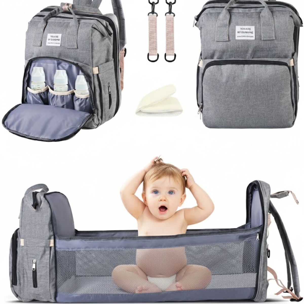MOVI - Bolso Pañalera Multifuncional 3 en 1: Mochila, Cuna y Mudador para Bebé