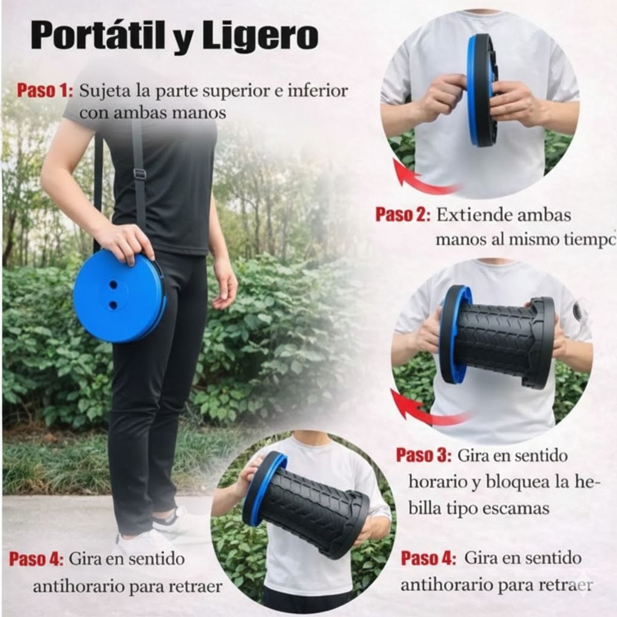MOVI - Piso Retráctil Ajustable Multiuso Portátil Con Correa 45cm