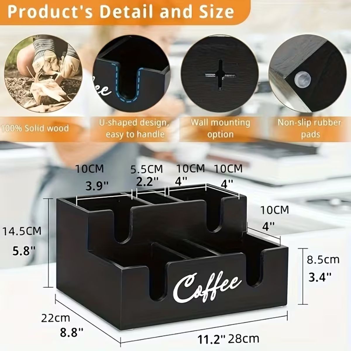 KUANGYE - Organizador Dispensador Acrílico Para De Te Capsulas Nespresso Y Vasos Café 6 compartimentos