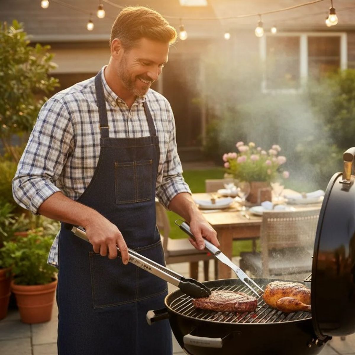 EN VARA'S MEATS & GRILL - Set 2 Pcs Parrillero Tenaza + Tenedor Grill Bbq 40 Cms