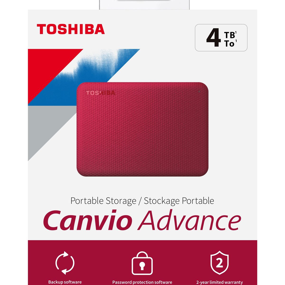 TOSHIBA - Toshiba Disco Duro Externo Canvio Advance 4TB Rojo
