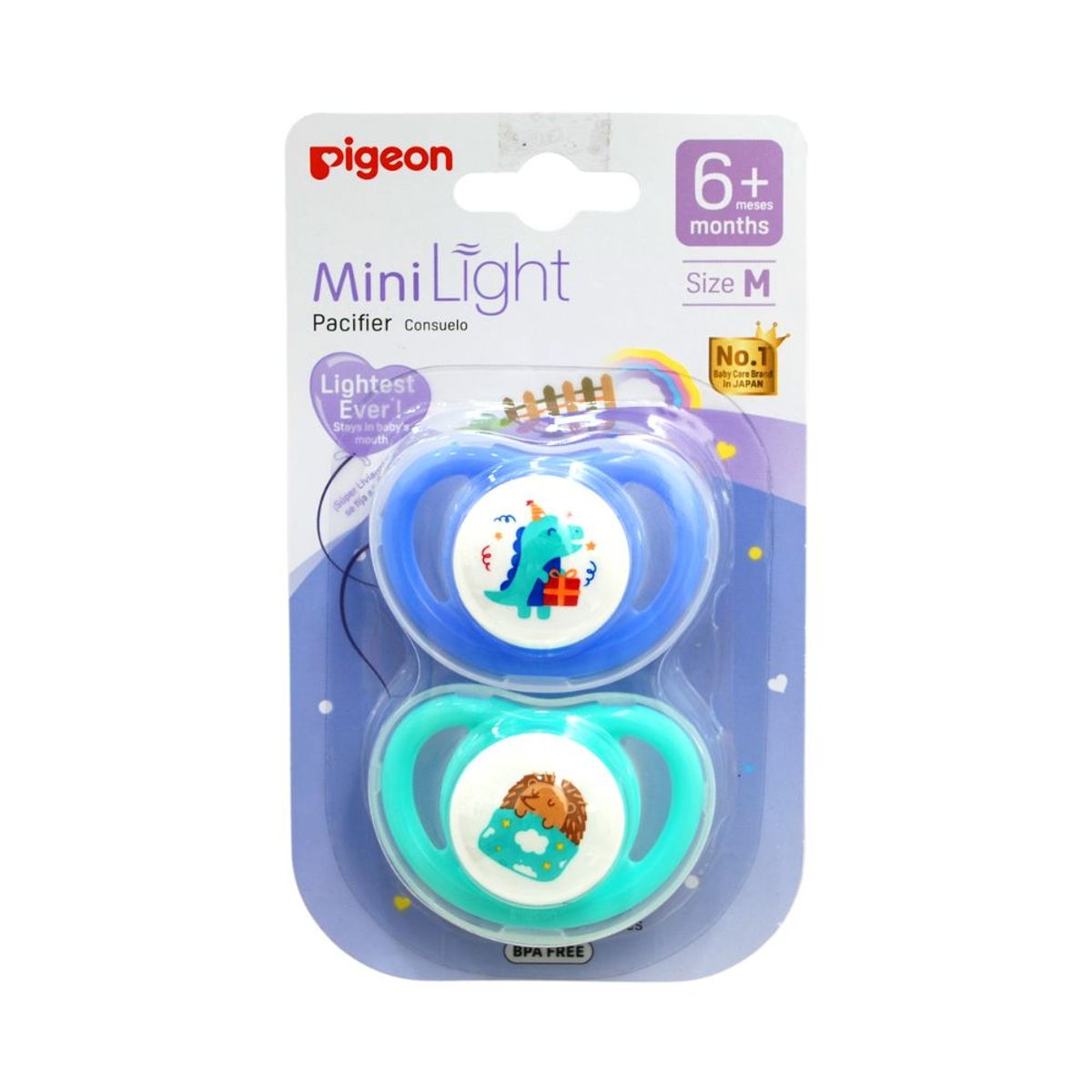 PIGEON - Chupete Odontológico Mini Light Talla M 2 Un (Azul-Verde)