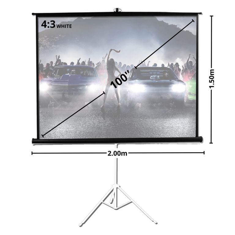 MALIK Telon C/Tripod 200x150 cm 4:3 100 pulg para Phlps N/pix 110
