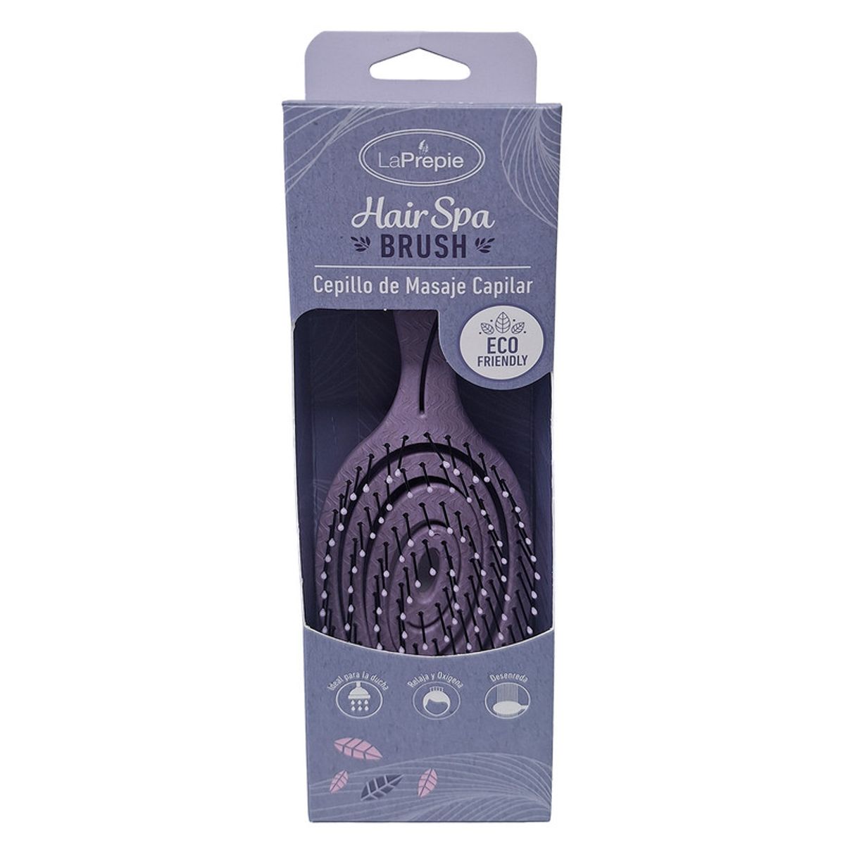 LOOKWELL - Cepillo De Pelo Desenredante Y Masaje Capilar Ecologico Violeta