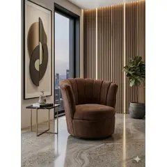 MUEBLES NEW - SITIAL FLOR GIRATORIO CHOCOLATE FELPA.