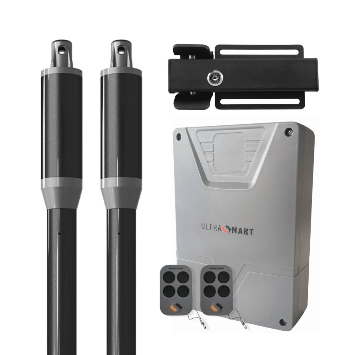 ULTRASMART - Kit Porton Batiente 2 hojas 150kg 200cm + Cerradura