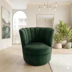 MUEBLES NEW - SITIAL FLOR GIRATORIO VERDE FELPA.