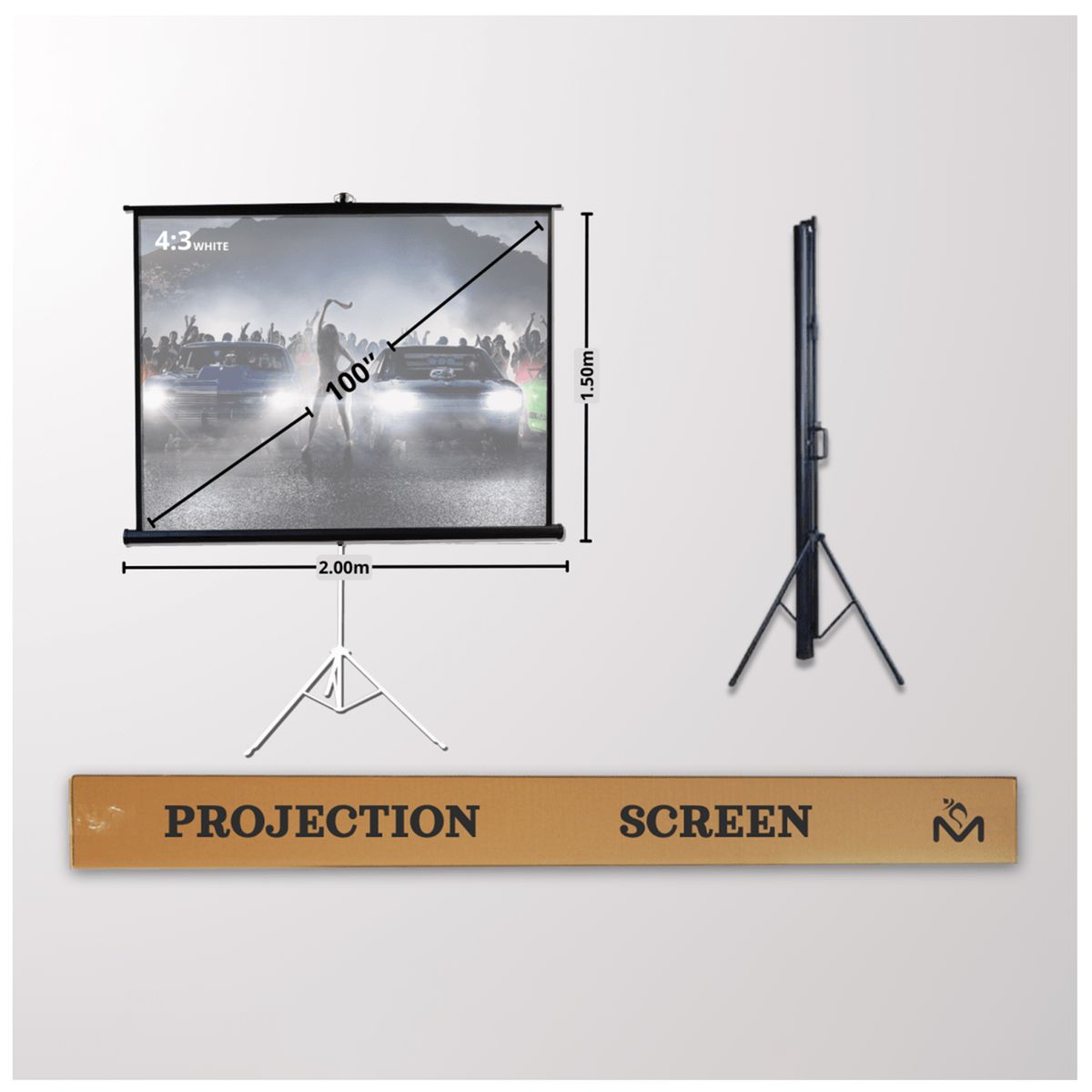 MALIK - Telon CTripod 200x150 cm 43 para Proytor Vsonic PA503S