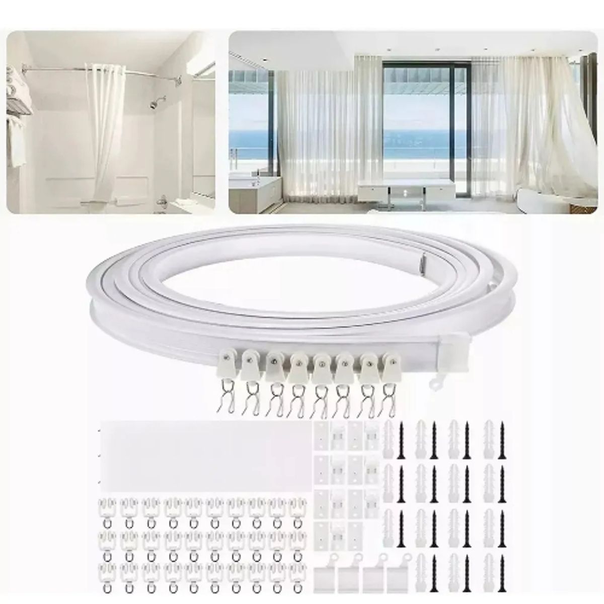 GENERICO - 5m Riel De Cortina Ventanas De Techo Flexible,montaje Curvo