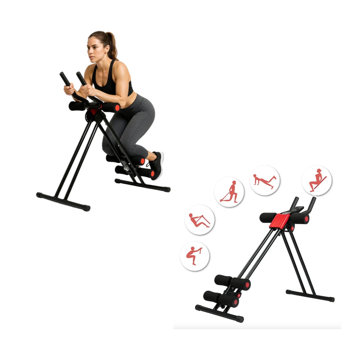 GENERICO - Maquina de Ejercicios Abdominales Ab Vertical Five Reforzada Plegable Negro Shaper