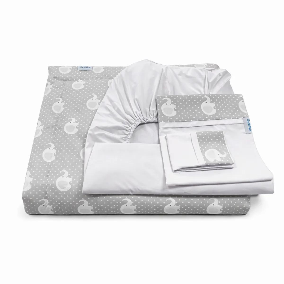 KINDERFLEX - Set Cuna Playard 100% Algodón Elephant