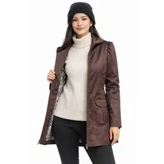 MAGENTA WOMAN - Trench Mujer Cierre Café