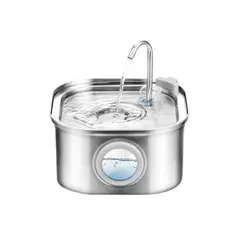 GENERICO - Bebedero Automático Gatos Perros Fuente Agua 3.2l Inox Cuadrado D