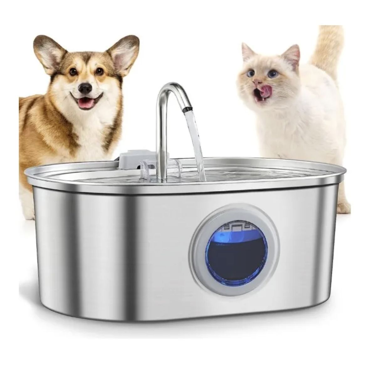 GENERICO - Bebedero Automático Gatos Perros Fuente Agua 3.2l Inox Rectángulo