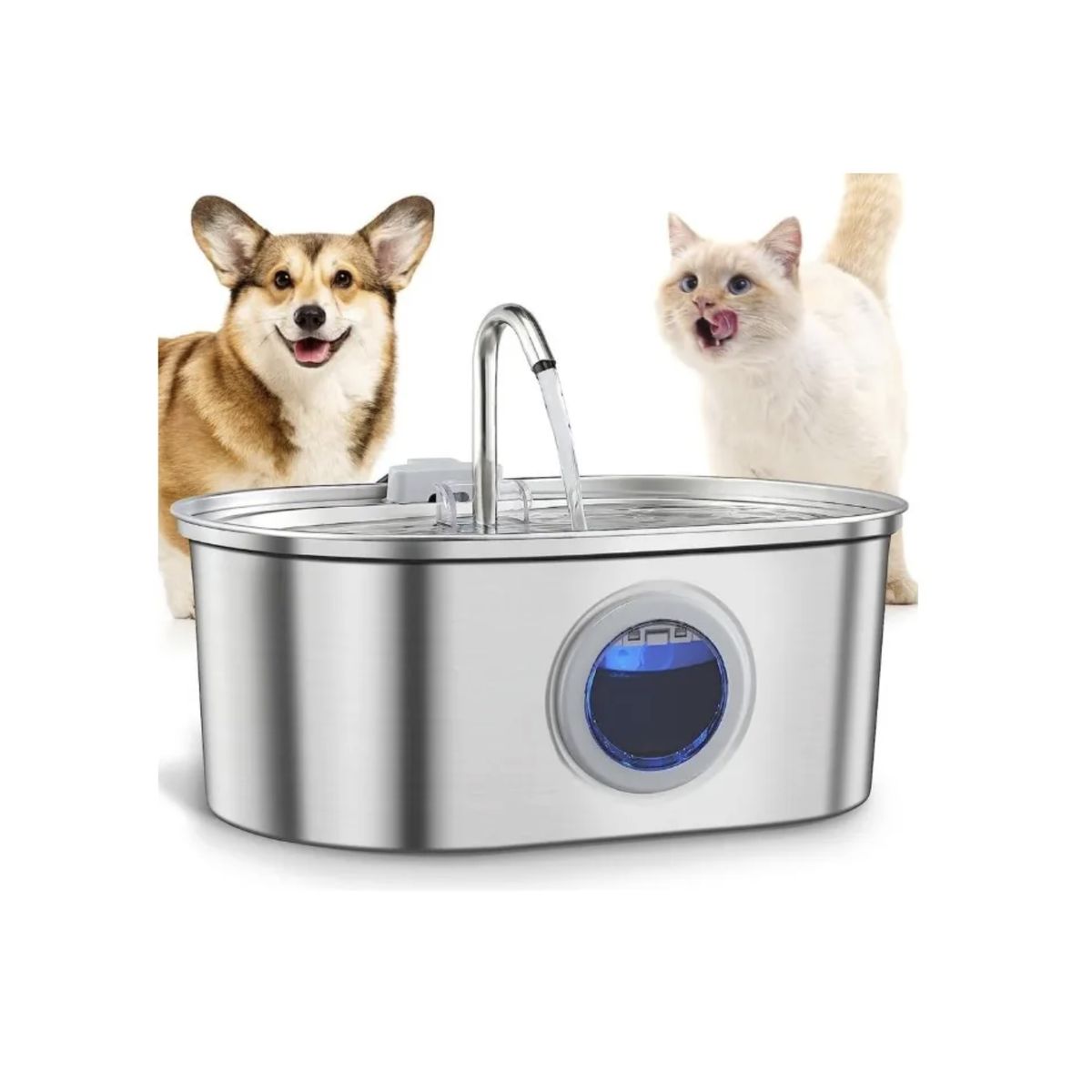 GENERICO - Bebedero Automático Gatos Perros Fuente Agua 3.2l Inox Rectángulo