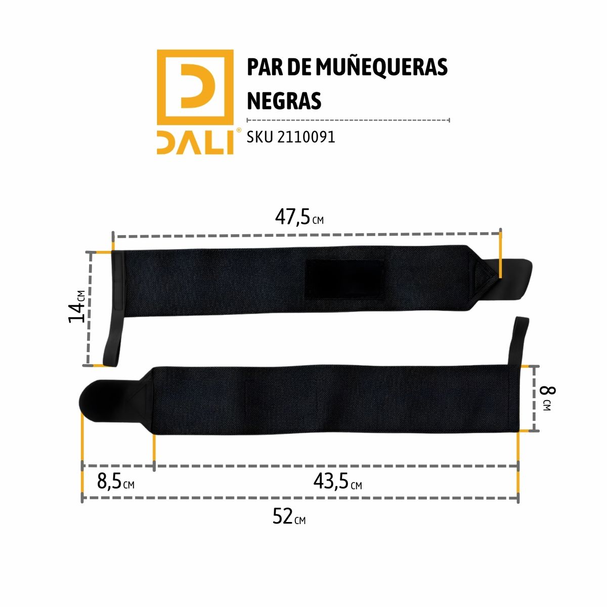 DALI - Muñequera Elástica Negra Par