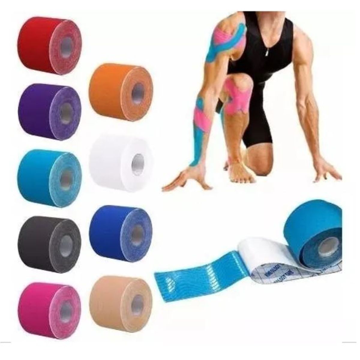 OEM - Cinta Kinesiológica Aurinco Tape Neuromuscular Azul 2.5cm x 5m Hipoalergénica