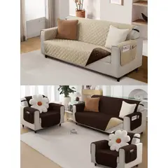 GENERICO - SET CUBRE SILLON DE TRES PIEZAS REVERSIBLE IMPERMEABLE CON BOLSAS