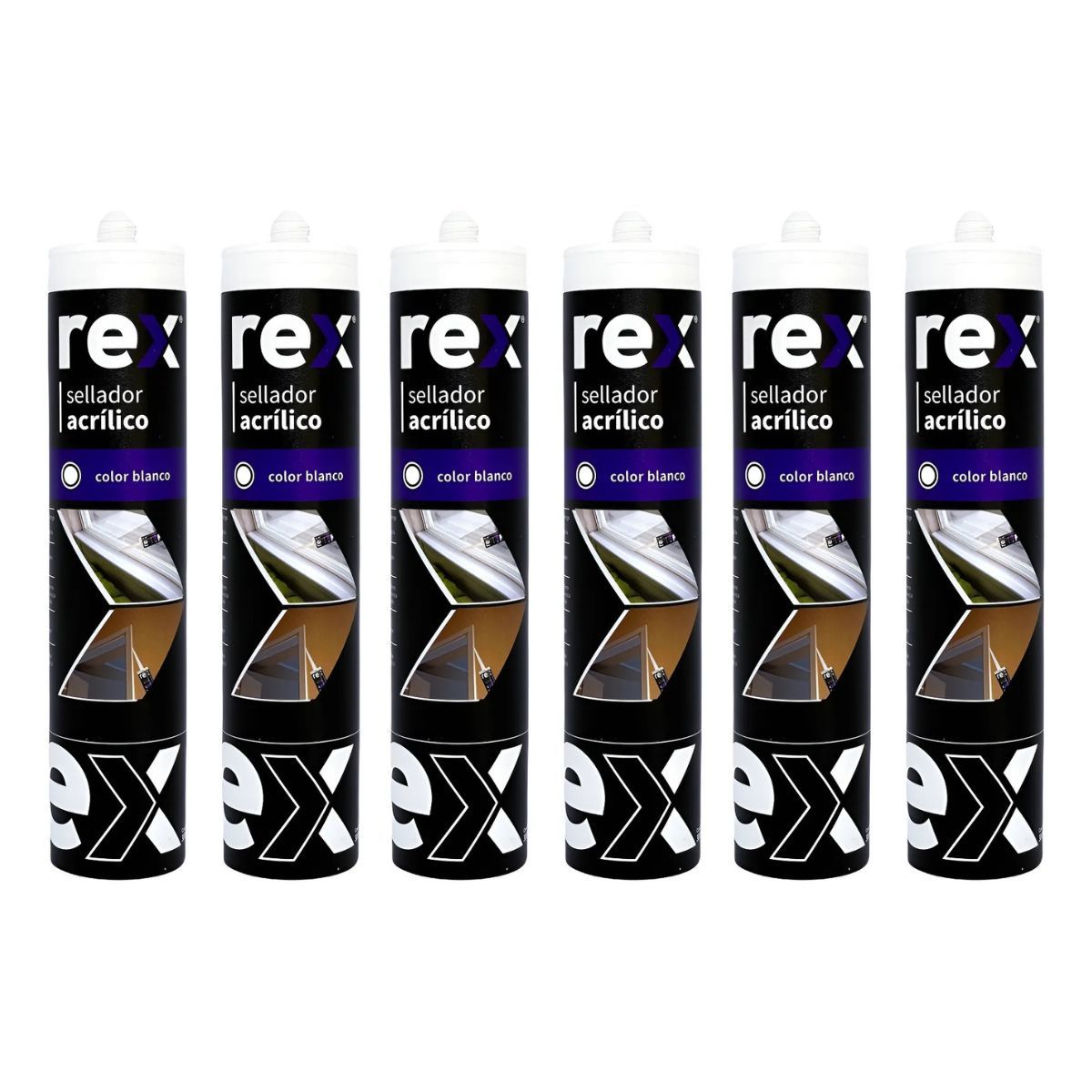 GENERICO - Pack 6 Sellante Rex Acrílico Pintable 300ml