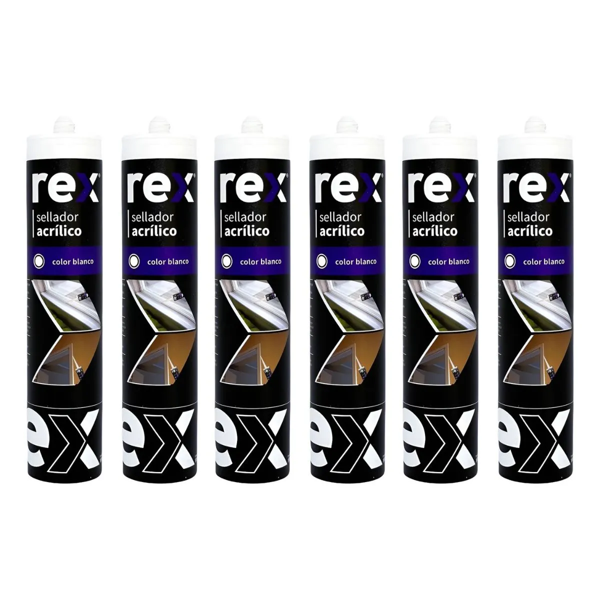 GENERICO - Pack 6 Sellante Rex Acrílico Pintable 300ml