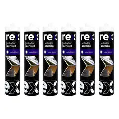 GENERICO - Pack 6 Sellante Rex Acrílico Pintable 300ml