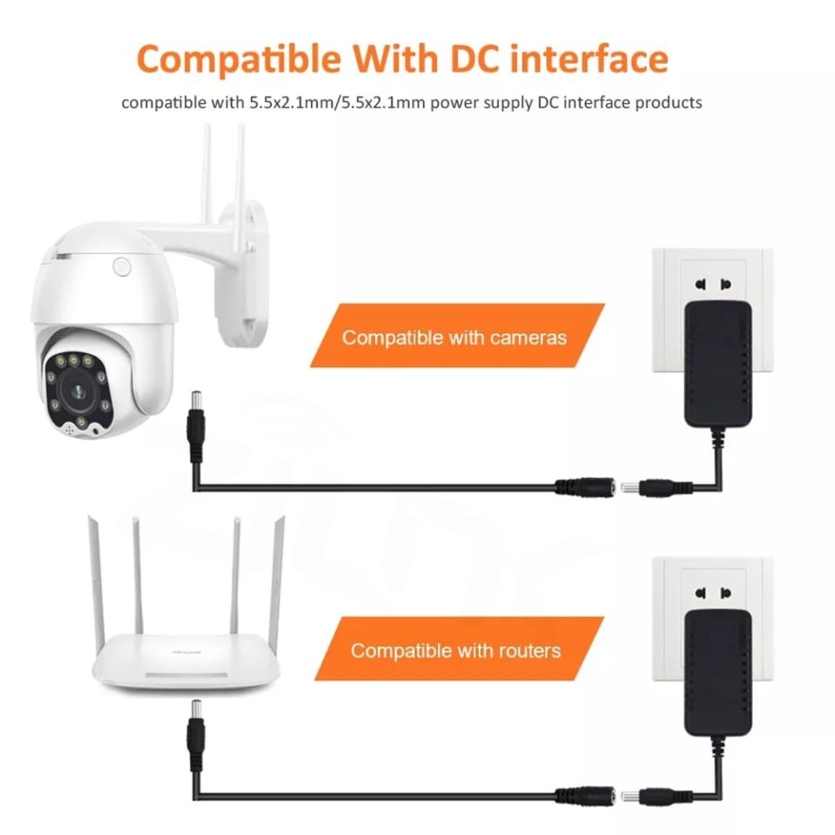 GENERICO - Cable adaptador de corriente de 12 V, extensión 15m, para cámaras de seguridad, dvr, nvr, etc.
