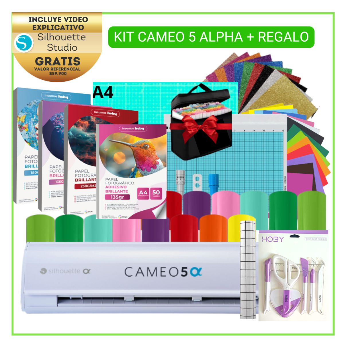 SILHOUETTE - CAMEO 5 Plotter de Corte Kit Papeleria Full G03