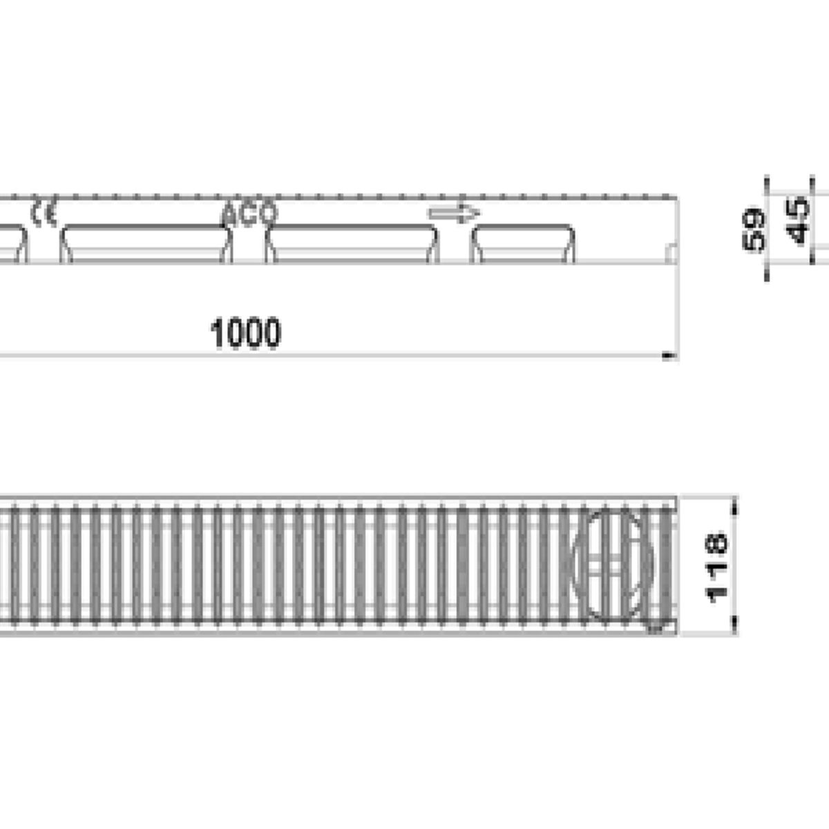 ACO - CONJUNTO DE CANAL SELF 100 H55 CON REJA PASARELA  A-15
