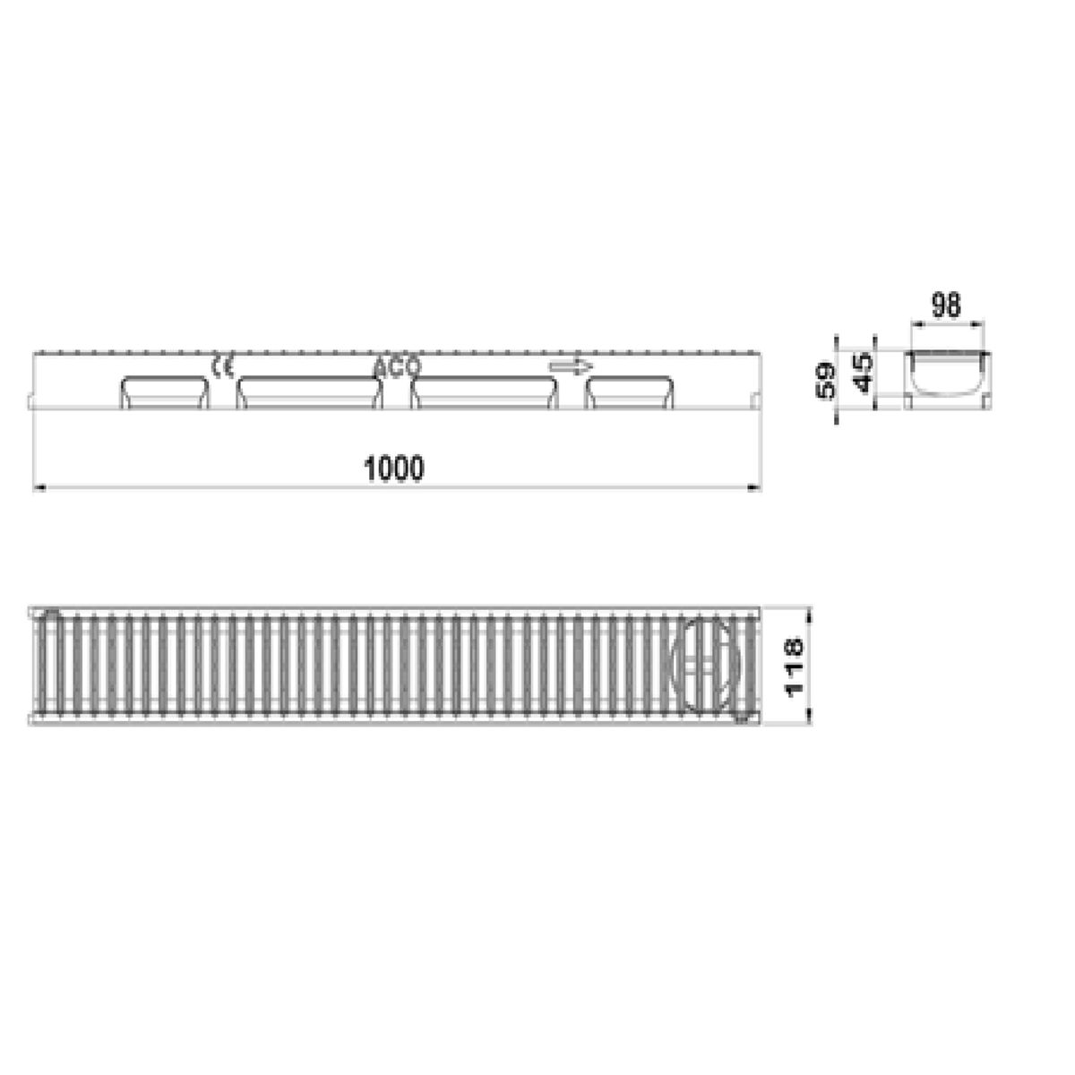 ACO - CONJUNTO DE CANAL SELF 100 H55 CON REJA PASARELA  A-15