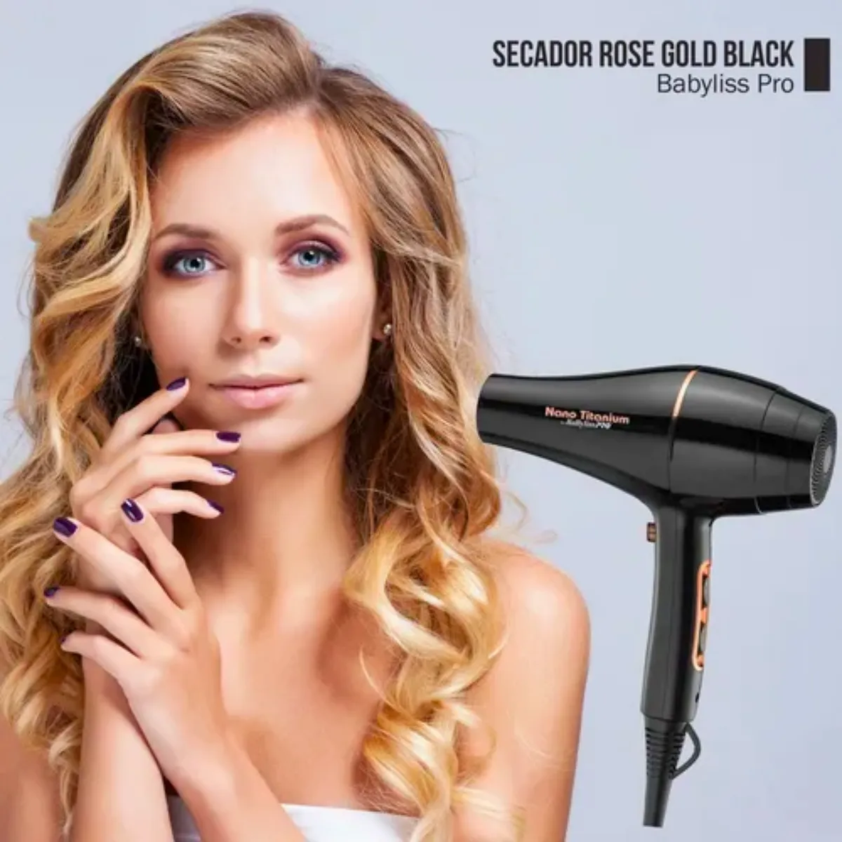 BABYLISS PRO - Secador de pelo BaBylissPRO Nano Titanium Gold Black 2000w