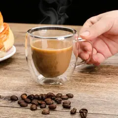 GENERICO - TAZA DE VIDRIO TRANSPARENTE DOBLE PARED 250 ML