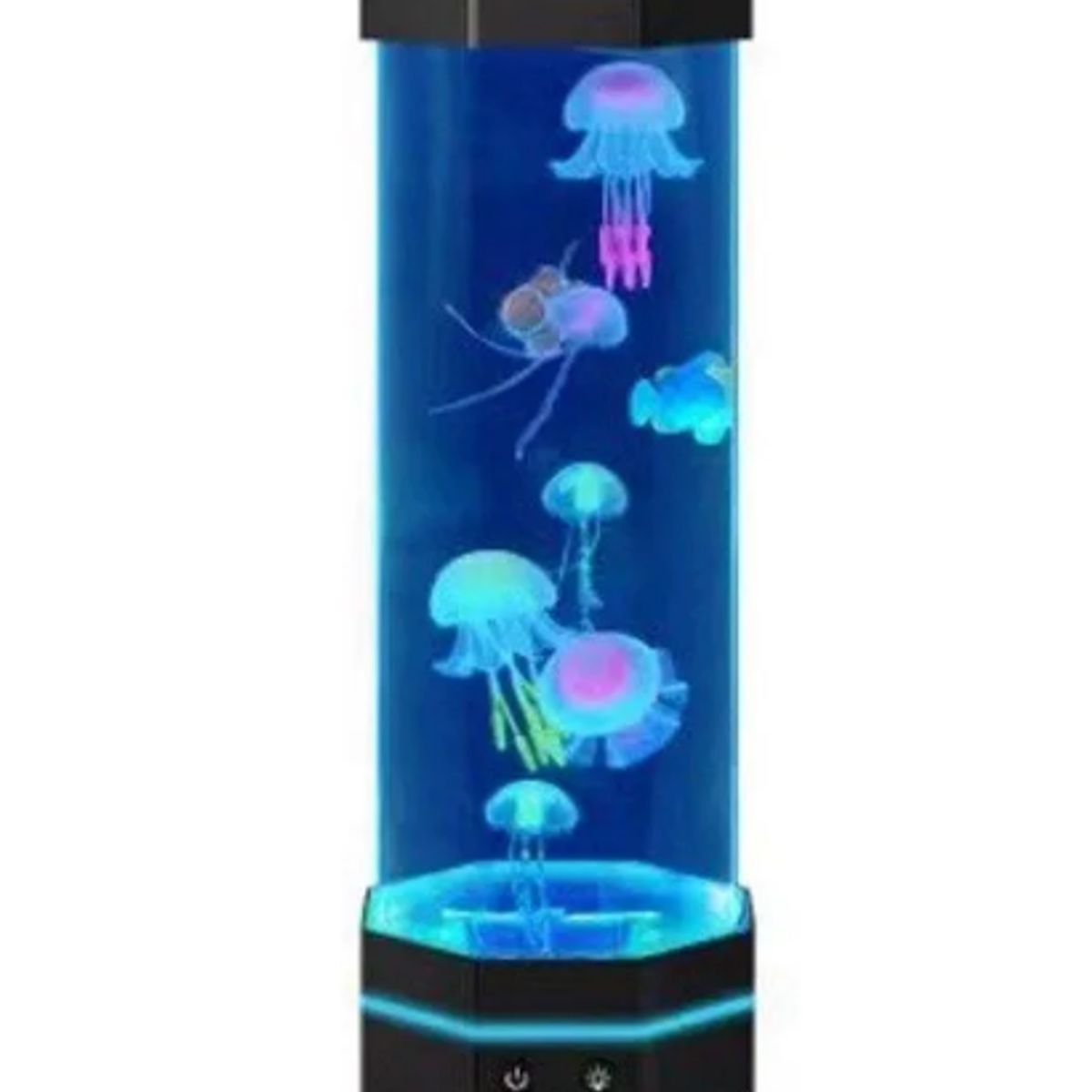 GENERICO - Lampara Decorativa Medusas Luz Led 16 Colores+control Remoto Negro Transparente