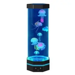 GENERICO - Lampara Decorativa Medusas Luz Led 16 Colores+control Remoto Negro Transparente
