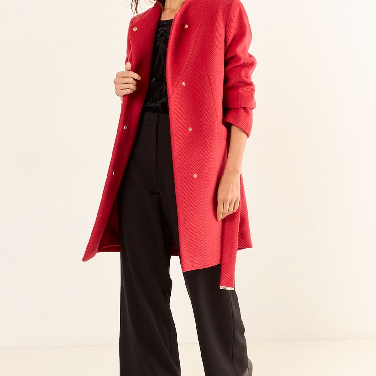 MA GRIFFE - Chaqueton Cruzado Mujer Rojo Magriffe