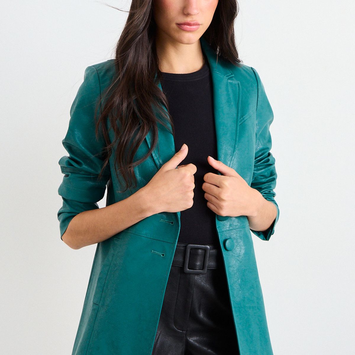 IO - Trench Liso Mujer Verde Petróleo Io